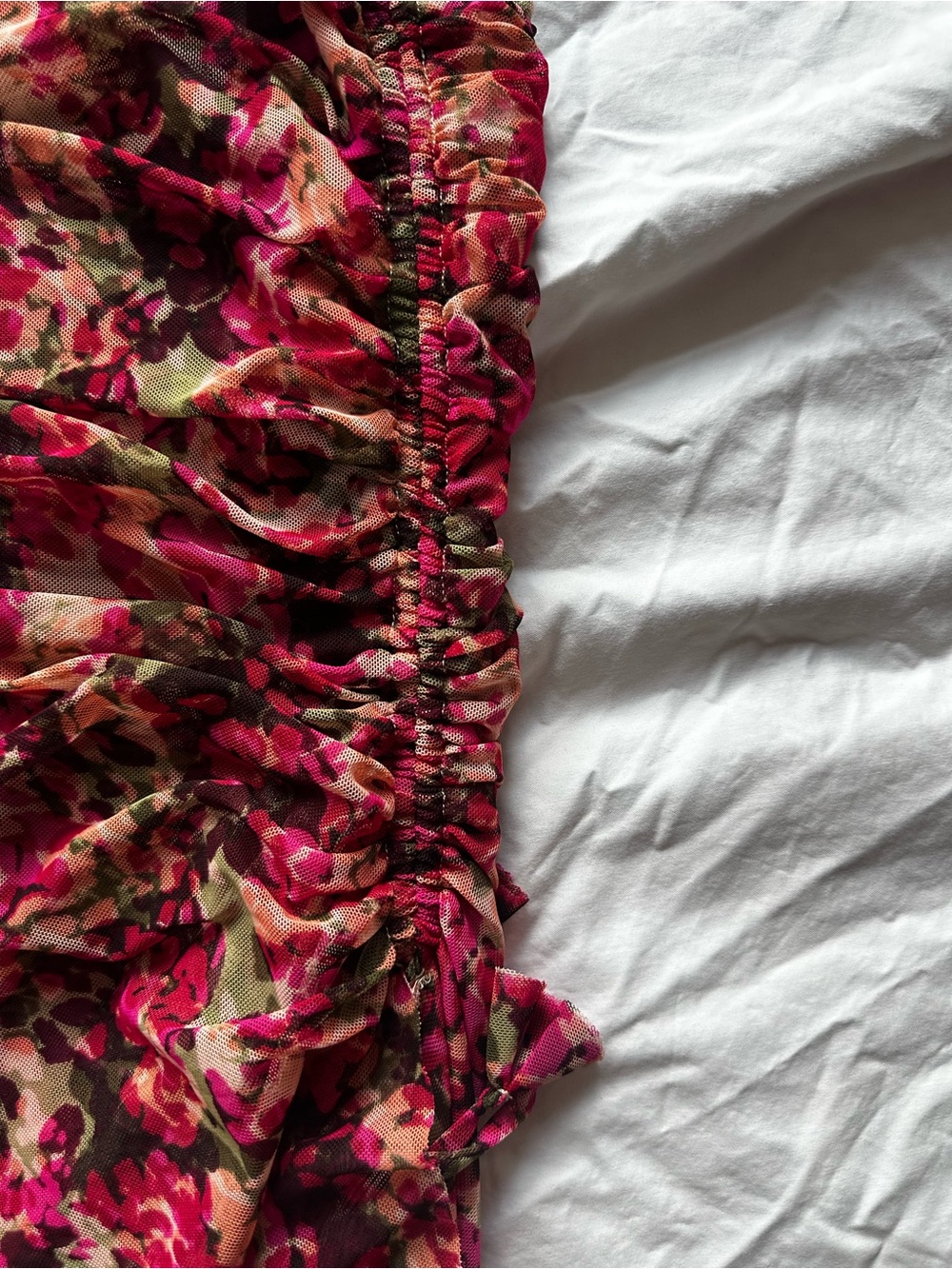 MISA Los Angeles Romantic One Shoulder Ruched Maxi Dress Floral Pink XXS - Picture 4 of 13